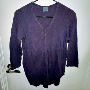 Anthropologie Left of Center V-Neck Asymmetric Blouse Made in USA